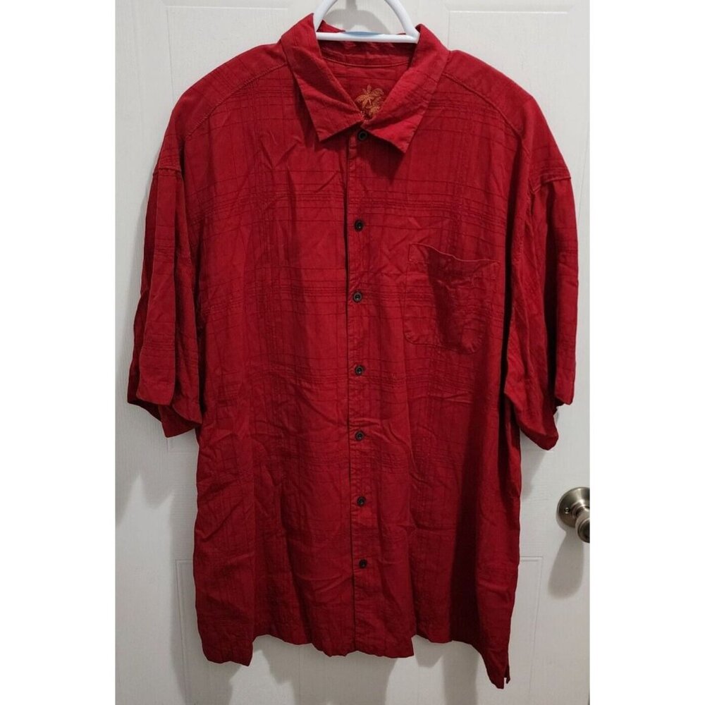 Tommy Bahama Red Short Sleeves Button Up Shirt Size XLX 100% Silk